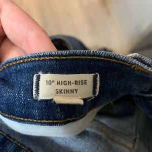 Madewell high rise skinny jeans w/ raw hem.